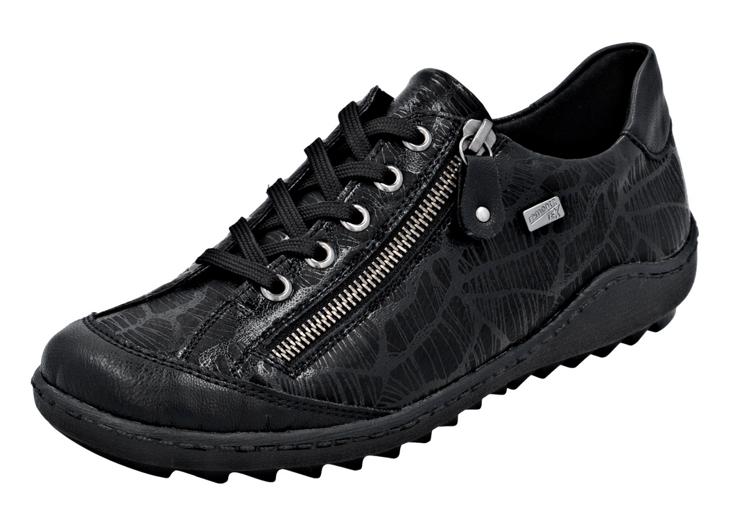 REMONTE - R1402-00- ZIP/LACE SHOE (Water Resistant) - Black