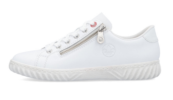 RIEKER - N0900-81 -  LACE UP/ZIP SNEAKER TRAINER - White