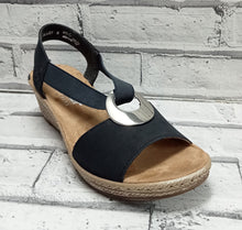 Load image into Gallery viewer, RIEKER - 624H6-14 - SLIP ON WEDGE SANDAL - Navy