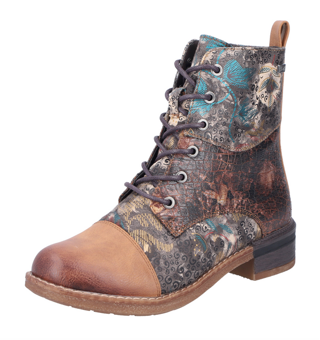 RIEKER - 94611-90 - LACE UP/ZIP ANKLE BOOT (Water Resistant) - Tan multi
