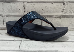 FitFlop - LULU GLITTER - WEDGE TOE-THONG MULE - Midnight Navy