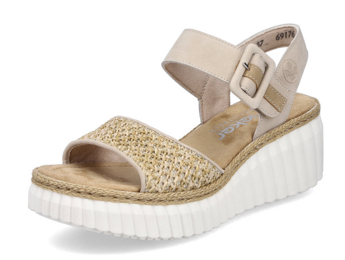 RIEKER - 69176-62 - WEDGE SANDAL - Ginger/Sand Multi