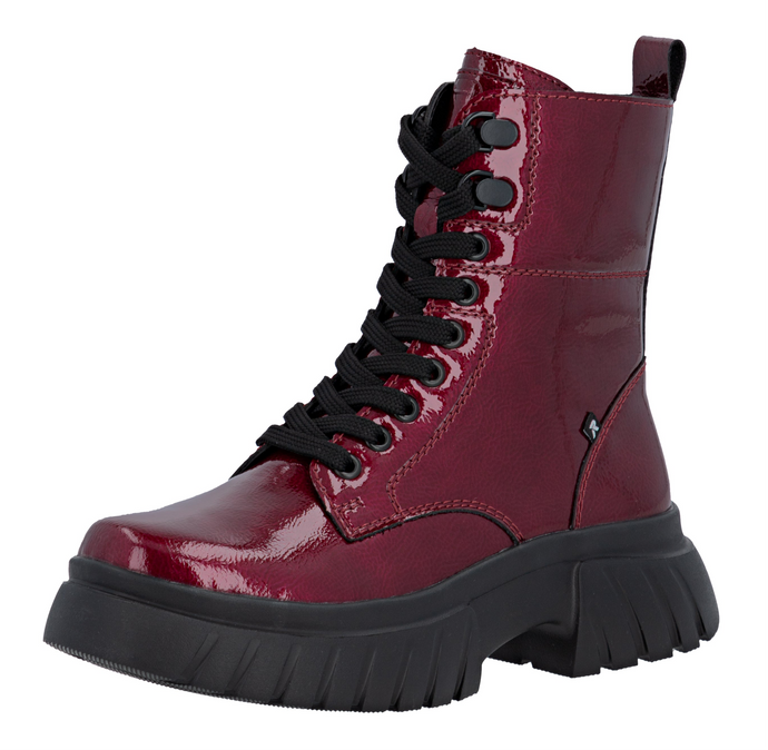 RIEKER - W1870-35 - LACE UP/ZIP BOOT - RED