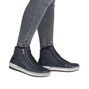 REMONTE - D0772-15 - ZIP/LACE BOOT - Water Resistant - Navy Blue
