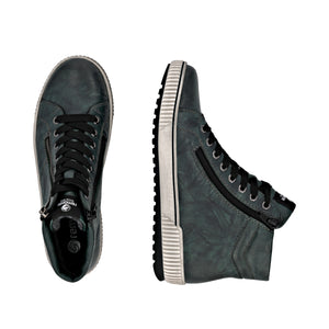 REMONTE - D0772-54 - ZIP/LACE BOOT - Water Resistant - Olive/Peacock