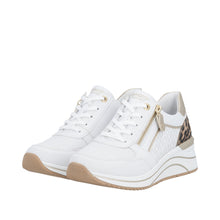 Load image into Gallery viewer, REMONTE - D0T10-82 - LACE UP/ZIP TRAINER - White/Gold/Print