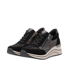 Load image into Gallery viewer, REMONTE - D0T23-03 - WEDGE SNEAKER/TRAINER - Black/Bronze (NEW IN)