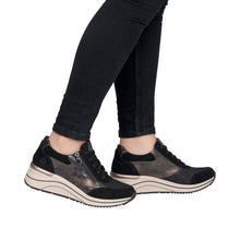 Load image into Gallery viewer, REMONTE - D0T23-03 - WEDGE SNEAKER/TRAINER - Black/Bronze (NEW IN)