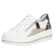 Load image into Gallery viewer, REMONTE - D1C01-85- LACE UP TRAINER - White/Gold/Animal Print
