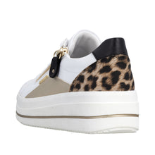 Load image into Gallery viewer, REMONTE - D1C01-85- LACE UP TRAINER - White/Gold/Animal Print
