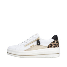 Load image into Gallery viewer, REMONTE - D1C01-85- LACE UP TRAINER - White/Gold/Animal Print