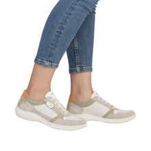 Load image into Gallery viewer, REMONTE - D1E06-80 - ZIP/LACE SHOE - Off-White/Green multi