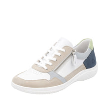 Load image into Gallery viewer, REMONTE - D1E06-81 - ZIP/LACE SHOE - Off-White/Blue multi