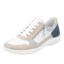 Load image into Gallery viewer, REMONTE - D1E06-81 - ZIP/LACE SHOE - Off-White/Blue multi