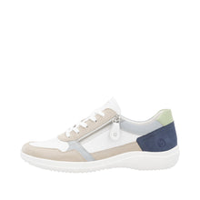 Load image into Gallery viewer, REMONTE - D1E06-81 - ZIP/LACE SHOE - Off-White/Blue multi