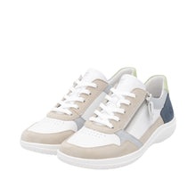 Load image into Gallery viewer, REMONTE - D1E06-81 - ZIP/LACE SHOE - Off-White/Blue multi