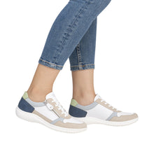 Load image into Gallery viewer, REMONTE - D1E06-81 - ZIP/LACE SHOE - Off-White/Blue multi
