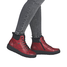 Load image into Gallery viewer, REMONTE - D1T76-35 - ZIP/LACE BOOT (Water Resistant)- Red/Black