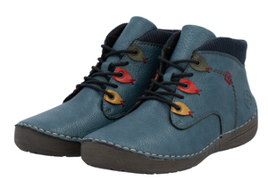 RIEKER - 52544-14 -  LACE UP/ZIP BOOT - Blue multi