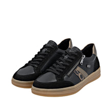 Load image into Gallery viewer, RIEKER - D2C04-03 -  LACE UP/ZIP SNEAKER TRAINER (Water Resistant) - Black/Brown/Bronze