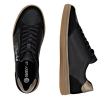 Load image into Gallery viewer, RIEKER - D2C04-03 -  LACE UP/ZIP SNEAKER TRAINER (Water Resistant) - Black/Brown/Bronze