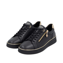 Load image into Gallery viewer, REMONTE - D2E00-03 - LACE UP/ZIP TRAINER - Black/Ginger/Gold
