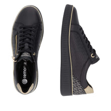 Load image into Gallery viewer, REMONTE - D2E00-03 - LACE UP/ZIP TRAINER - Black/Ginger/Gold