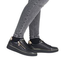 Load image into Gallery viewer, REMONTE - D2E00-03 - LACE UP/ZIP TRAINER - Black/Ginger/Gold