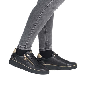 REMONTE - D2E00-03 - LACE UP/ZIP TRAINER - Black/Ginger/Gold