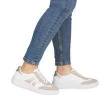 Load image into Gallery viewer, REMONTE - D3E00-80 - LACE UP/ZIP TRAINER - White/Beige/Pale Gold