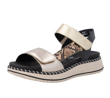 Load image into Gallery viewer, REMONTE - D3J50-90 - SANDAL - Brown/Light Gold metallic/Black