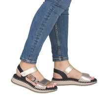 Load image into Gallery viewer, REMONTE - D3J50-90 - SANDAL - Brown/Light Gold metallic/Black