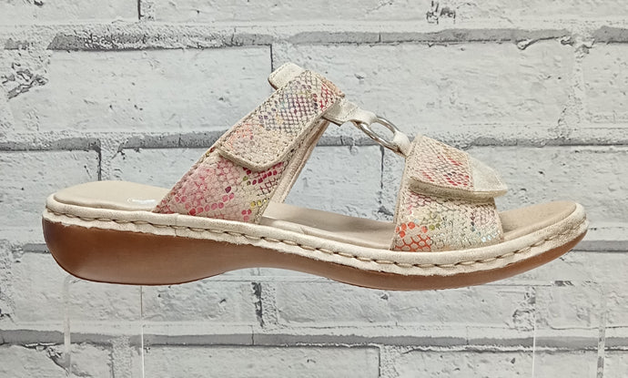 RIEKER - 659X6-90 - MULE/SLIP ON 2xSTRAP SANDAL - Beige Multi