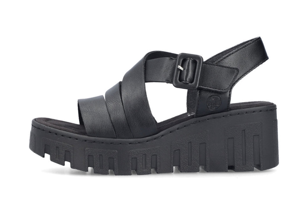 RIEKER - 68063-00 - WEDGE SANDAL - Black