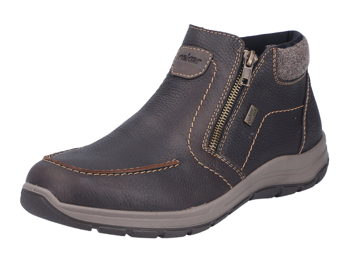 RIEKER - 03660-25 - 2-ZIP NUBUCK BOOT (Water Resistant) - Brown