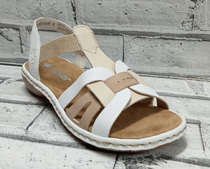 RIEKER - 65918-81 - SANDAL - Cream/Rose/White