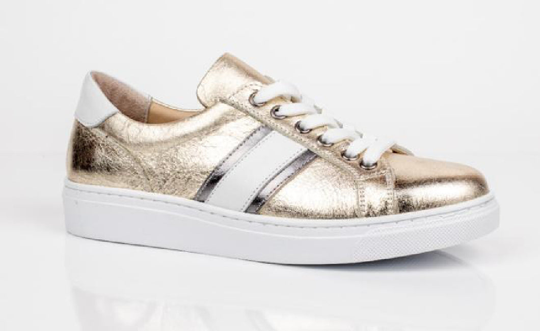 SHOOZY - IDA - LACE TRAINER/SHOE - Gold/Pewter