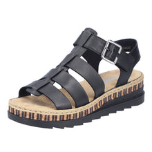 Load image into Gallery viewer, RIEKER - V7904-00 - WEDGE STRAP SANDAL - Black