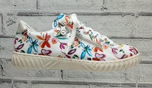 RIEKER - N0900-91 -  LACE UP/ZIP SNEAKER TRAINER - Floral Multi