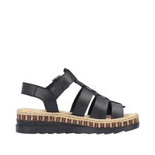 Load image into Gallery viewer, RIEKER - V7904-00 - WEDGE STRAP SANDAL - Black