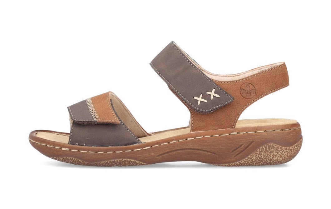 RIEKER - V2860-24 - STRAP SANDAL - Brown/Tan
