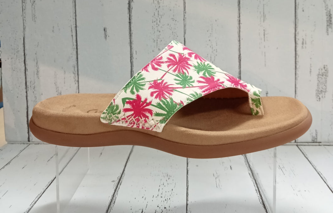 GABOR - 23.700.30 - LANZAROTE SLIP ON MULE - Fuchsia/Green Palms