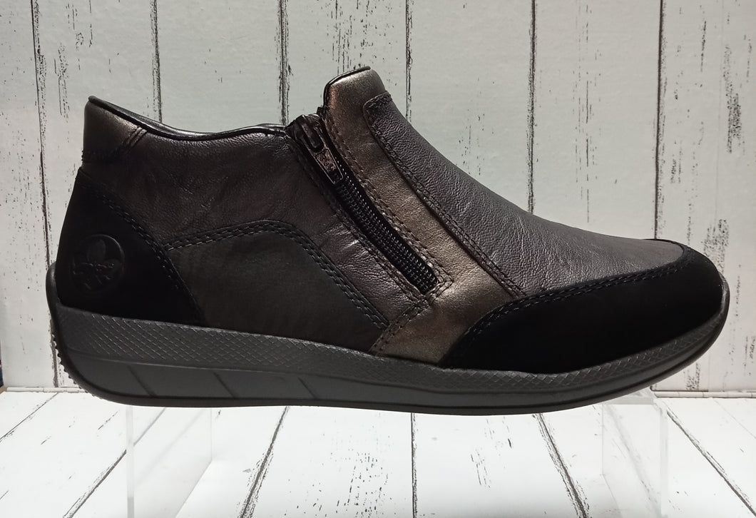 RIEKER - N1152-42 - ZIP ANKLE BOOT - Grey Combi