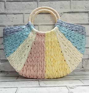 PIA ROSSINI - HALF MOON BAG/BASKET - Light Blue Pastel Multi