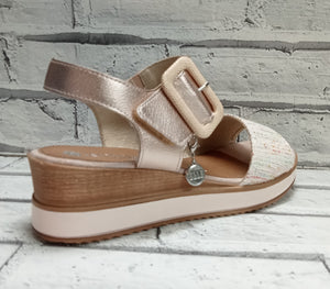 REMONTE - D6453-31 - WEDGE SANDAL - White Multi/Beige