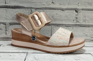 REMONTE - D6453-31 - WEDGE SANDAL - White Multi/Beige