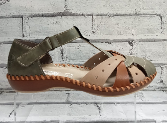 RIEKER - M1655-54 - SHOE/SANDAL - Olive/Beige/Tan