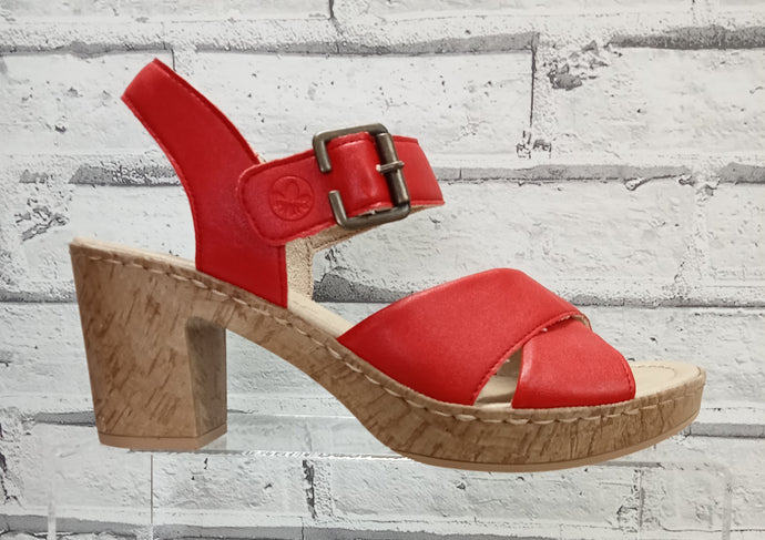 RIEKER- 66853-33 - PLATFORM/HEELED SANDAL - Red