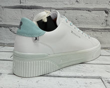 Load image into Gallery viewer, RIEKER ‘Evolution’ - W0704-80 -  ZIP/LACE UP TRAINER - White/Blue