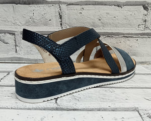 RIEKER - V3663-14 - SANDAL - Navy/Silver